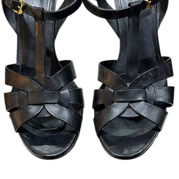 Yves Saint Laurent YSL Woodstock Nero Platform 4" Heel Black Sandals Size 38.5 - Picture 3 of 13